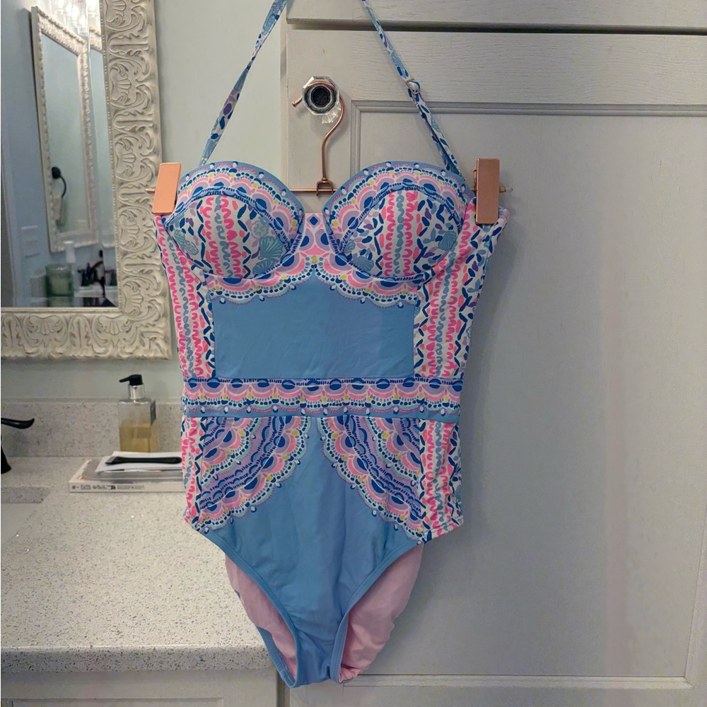 Lilly Pulitzer Blue and Pink One Piece Swimsuit